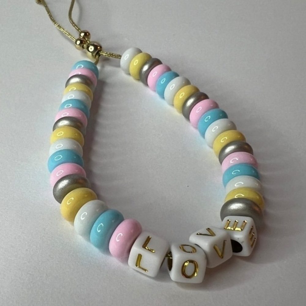 🆕Adornia Pastel Donut Bead Love Look Alike Slider Charme Bracelet::NWT::